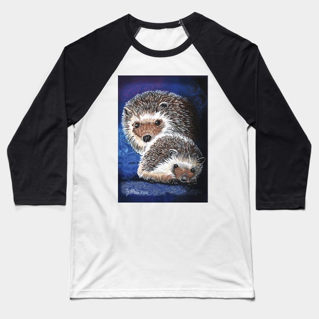 Hedgehog Mama and baby Baseball T-Shirt by SunnyDaysNH